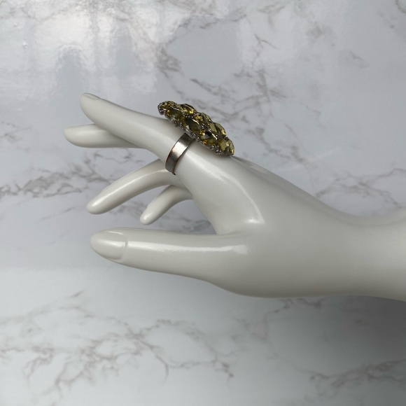 Women's Fashion Jewelry Yellow Rhinestone Ring One Size - Picture 4 of 8